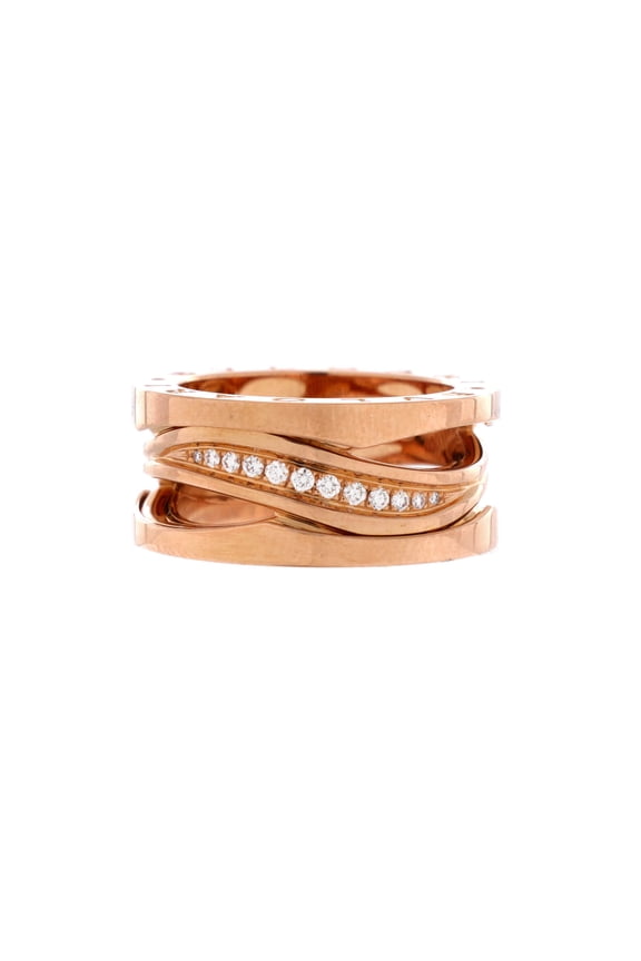 B.Zero1 Design Legend Zaha Hadid Three Band Ring 18K Rose Gold with Diamonds By Rebag
