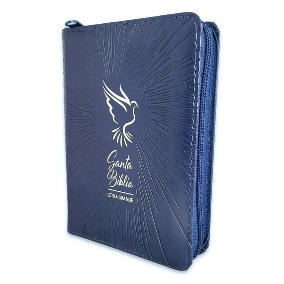 Bíblia RVR 1960 de Bolsillo Color azul paloma, Letra Grande 9 Pts Y Zipper