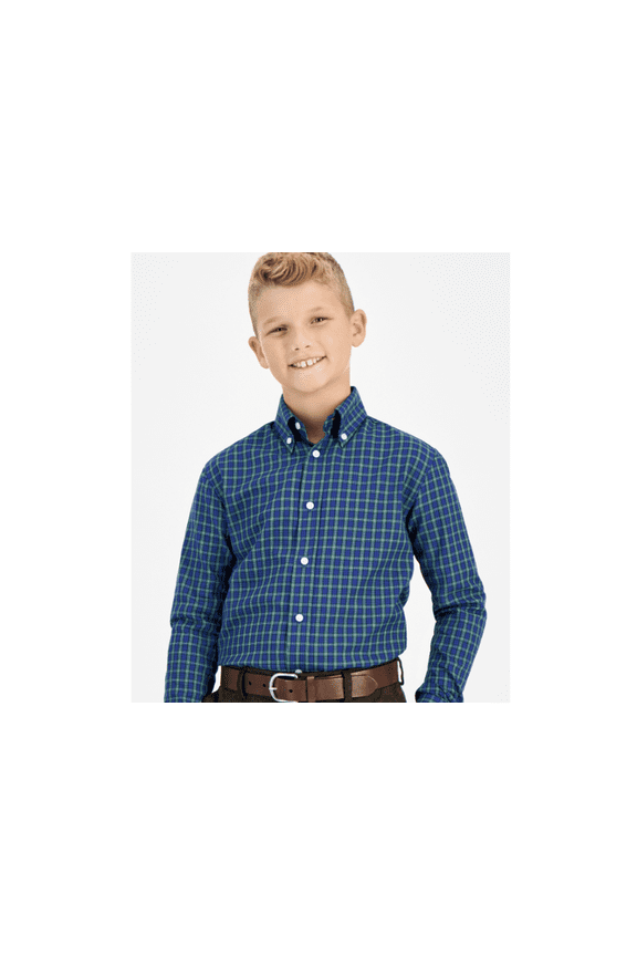Big Boys Classic Fit Long Sleeve Dress Shirt - Navy, Green