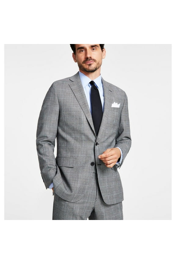 Mens Wool Blend Two Button Blazer Jacket, Grey, 42 Regular