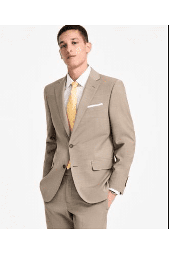 Mens Regular fit Suit Jacket Blazer 40 S Beige Solid Wool