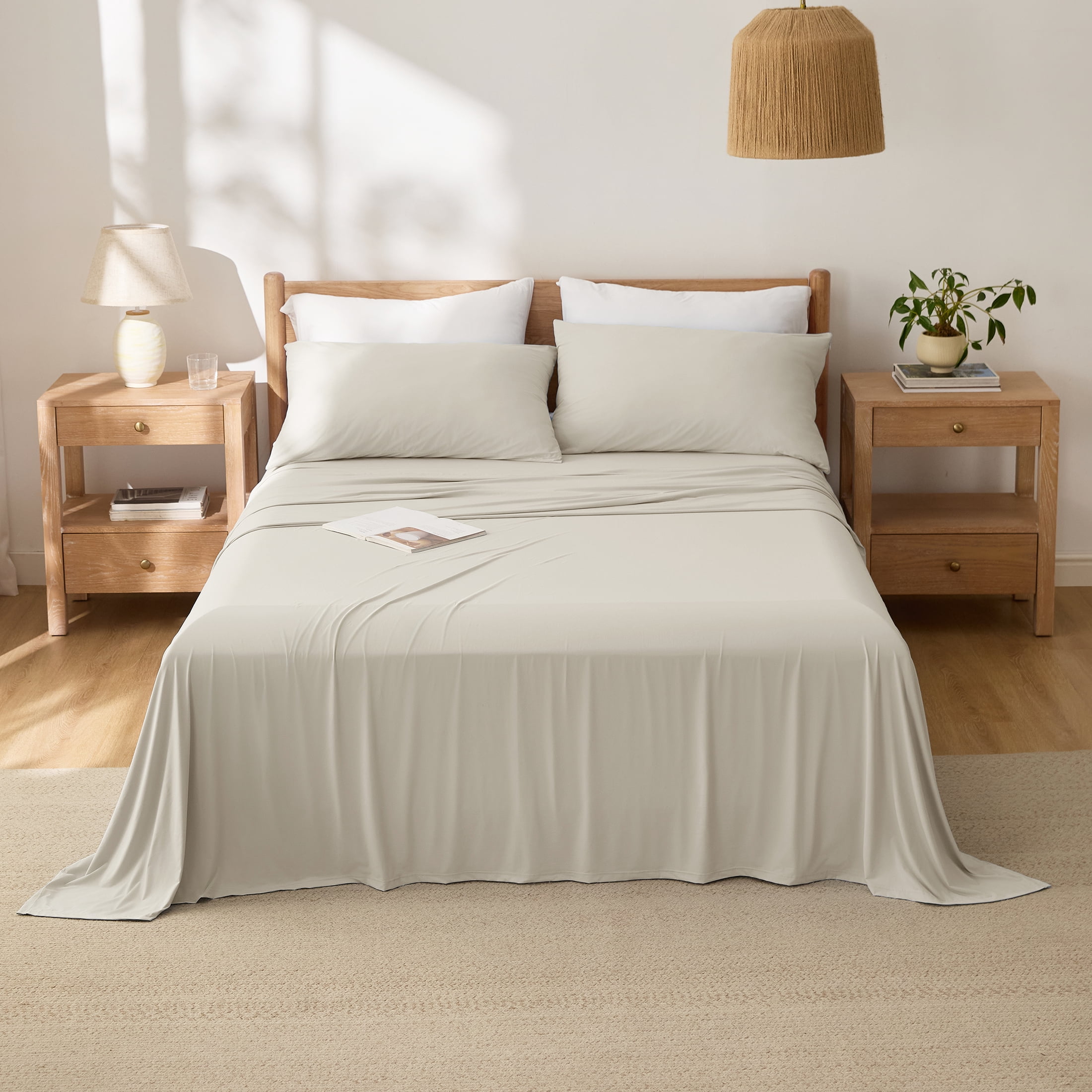 Breescape Essentials 4-Piece  B-Cool Cooling Bed Sheets Set, Taupe, Queen