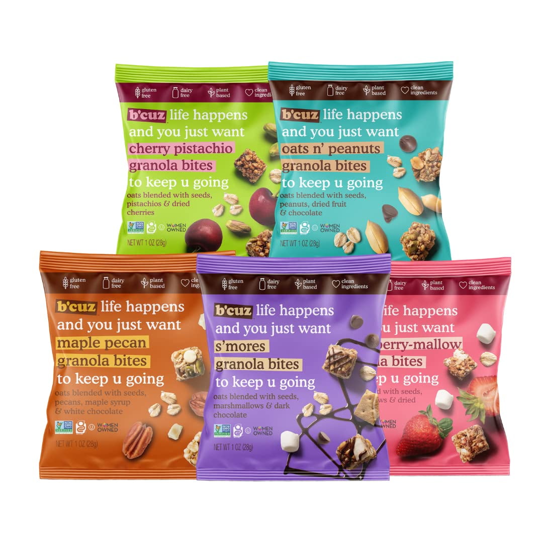 B'cuz Granola Bites 16-Bag Gluten Free Healthy Snacks Adults, Healthy ...