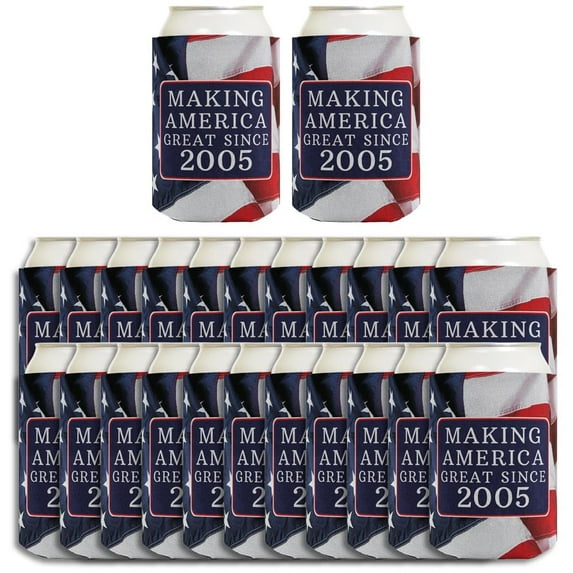 B-day Gifts for 21st Birthday Making America Great Since 2005 24-pack Can Coolies Coolers