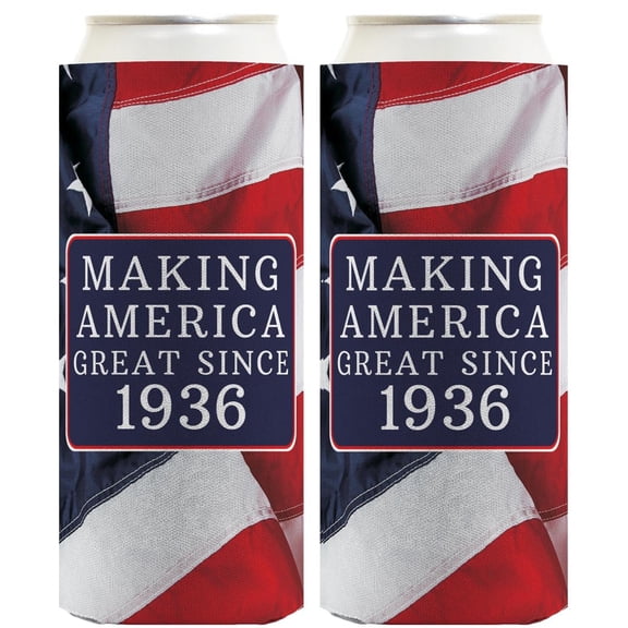 B-day Gifts for 90th Birthday Making America Great Since 1936 2-Pack Ultra Slim Can Thermocoolers