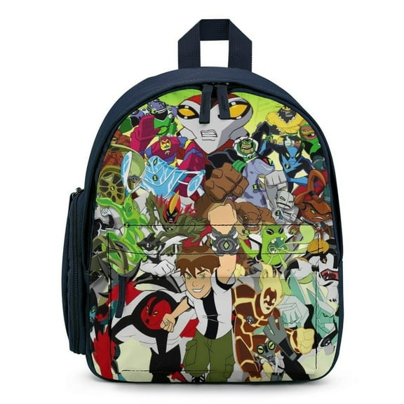 B_en 10 Backpack Lightweight Small Schoolbag 3D Cartoon Mini Travel Knapsack Unisex Blue