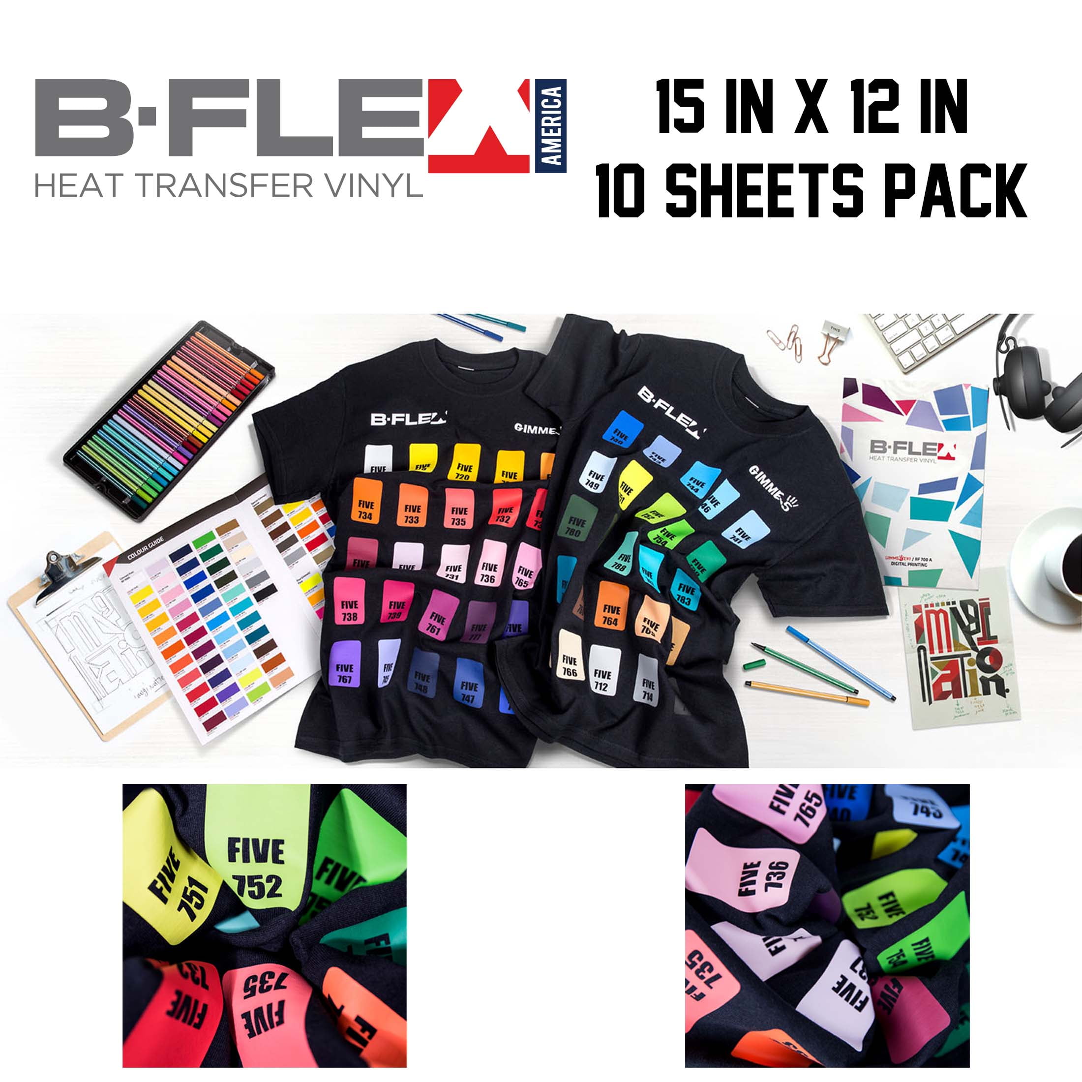 B-flex Gimme5 HTV 15in x 12in 10 sheets pack Aqua Marine