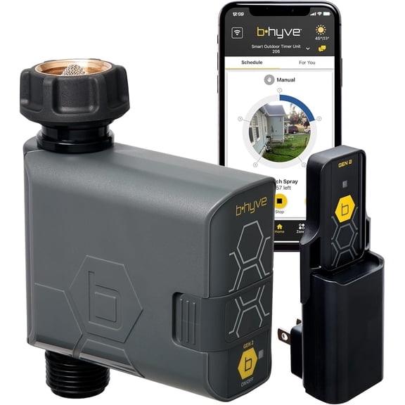 B-hyve Gen 2 Smart Hose Watering Timer with Wi-Fi Hub - Smart Hose Watering Timer - Wi-Fi System - App Controlled - Weatherproof AA Battery Powered - 90204
