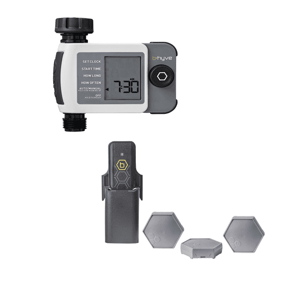 B-hyve XD Bluetooth 1-Outlet Hose Faucet Timer w/B-hyve Flood Sensor