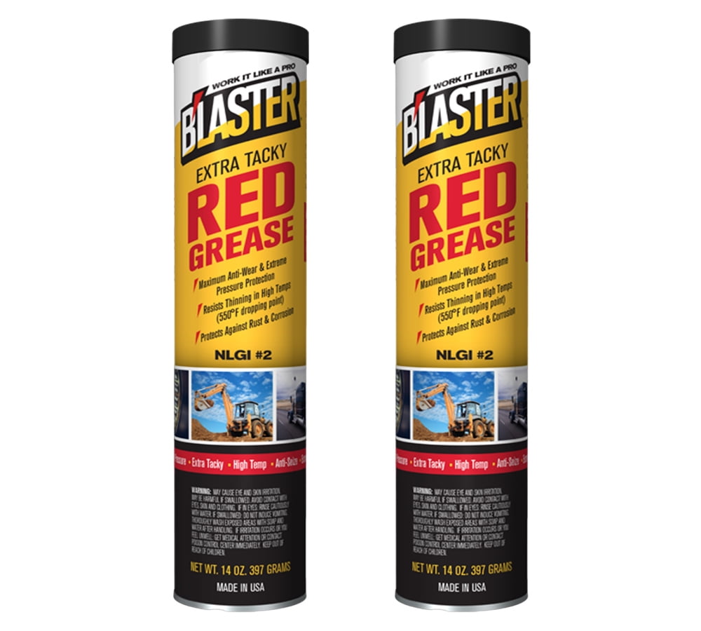 B'laster (2 Pack) Extra-Tacky Grease 14 oz for High Temp Lubrication - Corrosion Protection Grease for Wheel Bearing, Automative, Garage Door, Lithium, Plumbers - Semi Truck Accessories
