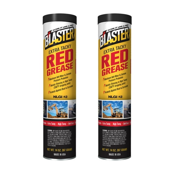 B'laster (2 Pack) Extra-Tacky Grease 14 oz for High Temp Lubrication - Corrosion Protection Grease for Wheel Bearing, Automative, Garage Door, Lithium, Plumbers - Semi Truck Accessories