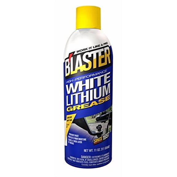 Blaster White Lithium Grease Spray  High-Performance Lithium Grease Spray  Helps Protect Against Moisture & Oxidation - Reduces Friction & Leaves a Durable Lubricating Layer  11 oz (Case of 12)