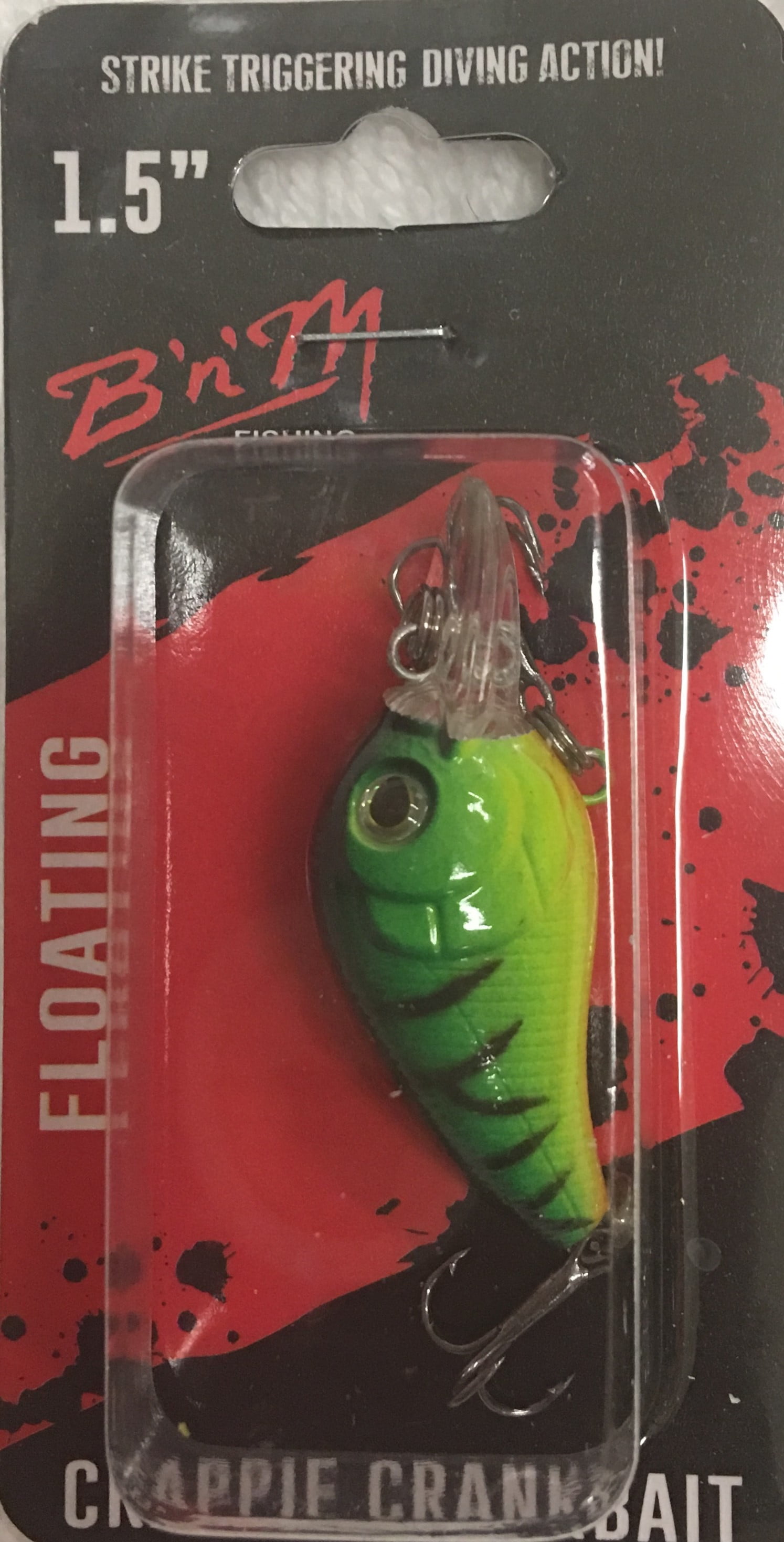 B'n'M Crappie Crankbait 1.5" Ultra-Lite Floating Bait, Fire Tiger