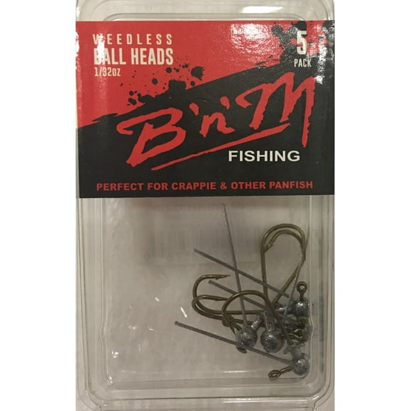B'n'M Weedless Ball Jig Head, 1/32 Oz., 5 Count
