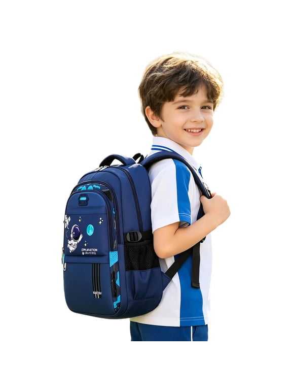 B`oys School Backpack Lightweight Astronaut Cartoon Print Large Capacity Ergonomic Daypack for Daily Commute