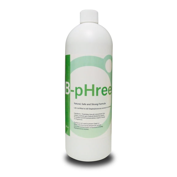 B-pHree gel Bacteria Wash (32oz) - lab-certified to kill S. aureus on skin contact