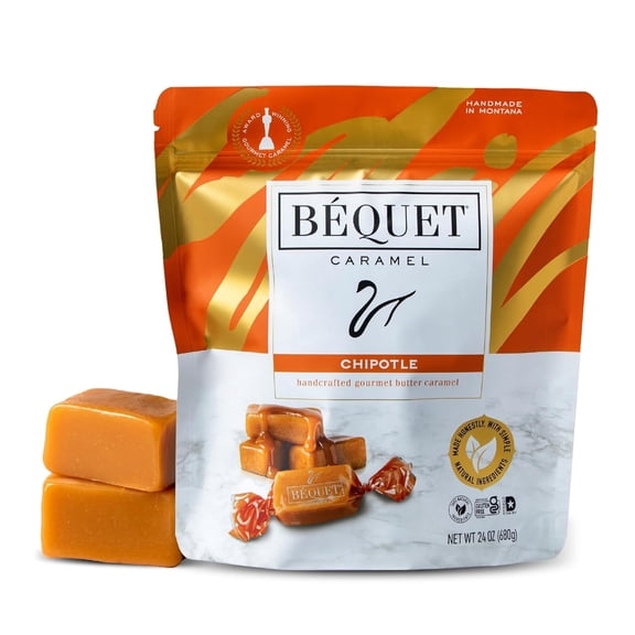 Bquet Caramel - Chipotle Caramel - Candy Individually Wrapped - Gourmet Caramel Candy - Made in Montana - Kosher (Star D) and Gluten Free - 24oz Resealable Pouch