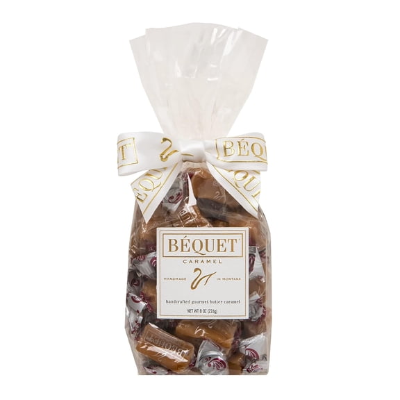 Bquet Caramel - Salted Butterscotch Gourmet Candy - Candy Individually Wrapped - Gourmet Sea Salt Candy - Made in Montana - Kosher (Star D) and Gluten Free - 8oz Gift Bag