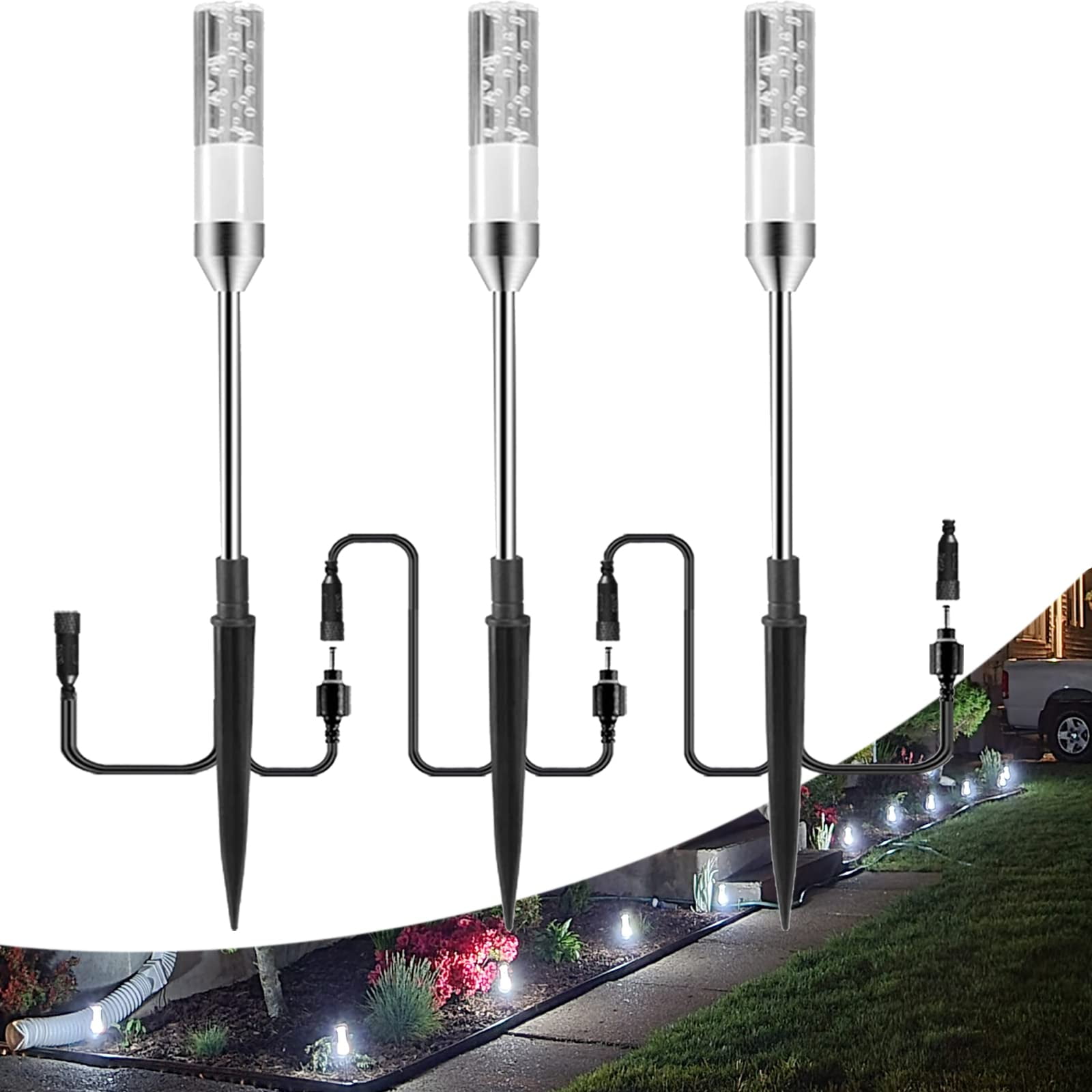 B-right Outdoor Pathway Lights, 6 Pcs LED Path Lights AC Plug 12V Low  Voltage Landscape Lighting 570 Lumens, Extendable IP65 Waterproof Outdoor  Garden Lights for Patio Yard Walkway, Cool White 6000K -, image size:1600x1600