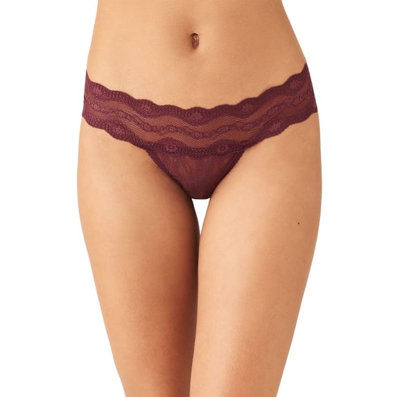 B.temptd By Wacoal Lace Kiss Thong, Size X-Large - Burgundy