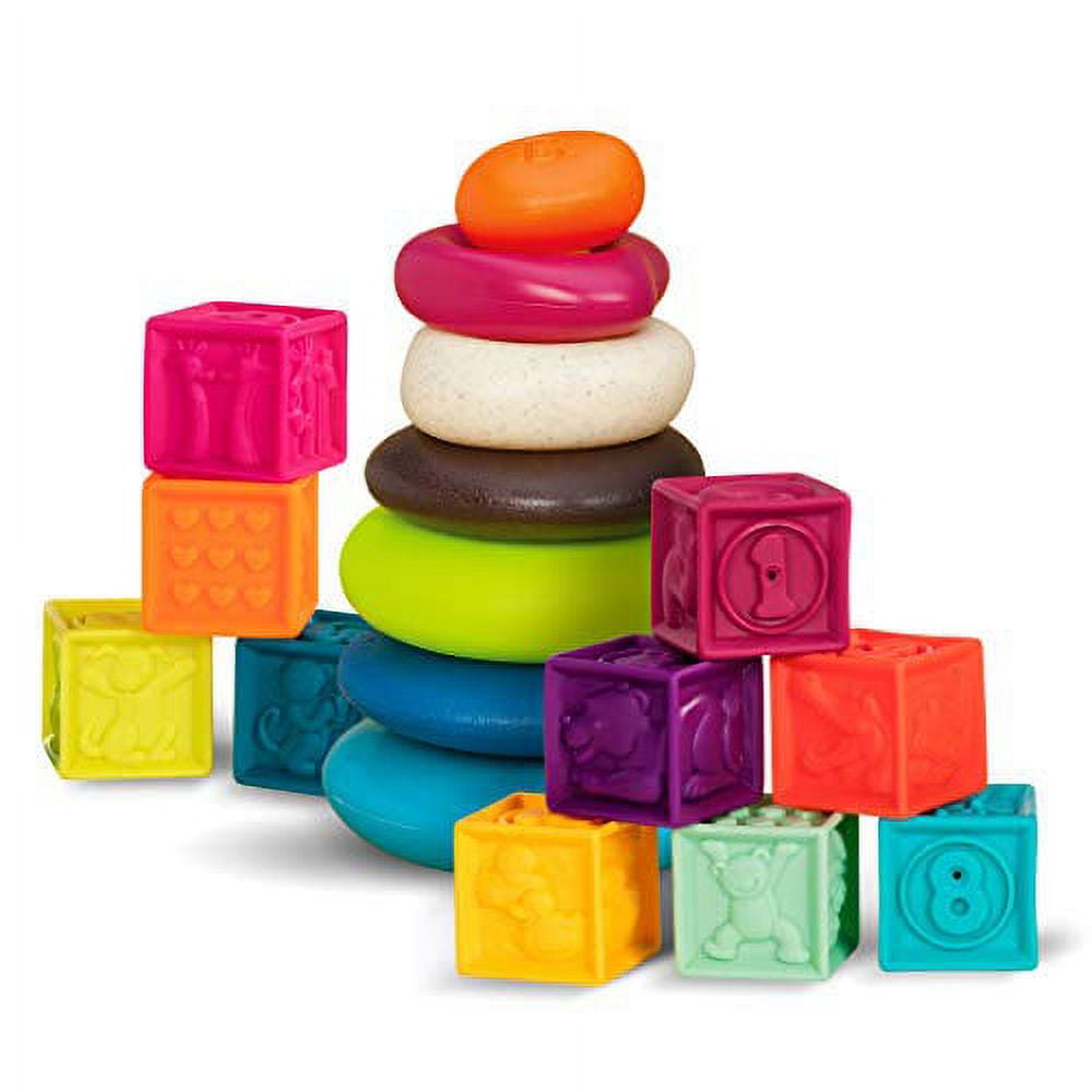 B. toys Baby Blocks Stacking Rings 10 Numbered Blocks 5 Colorful Rings Building Play Set for Infants One Two Squeeze Stacking Stones Educational Toys 6 Months BX1971Z Walmart