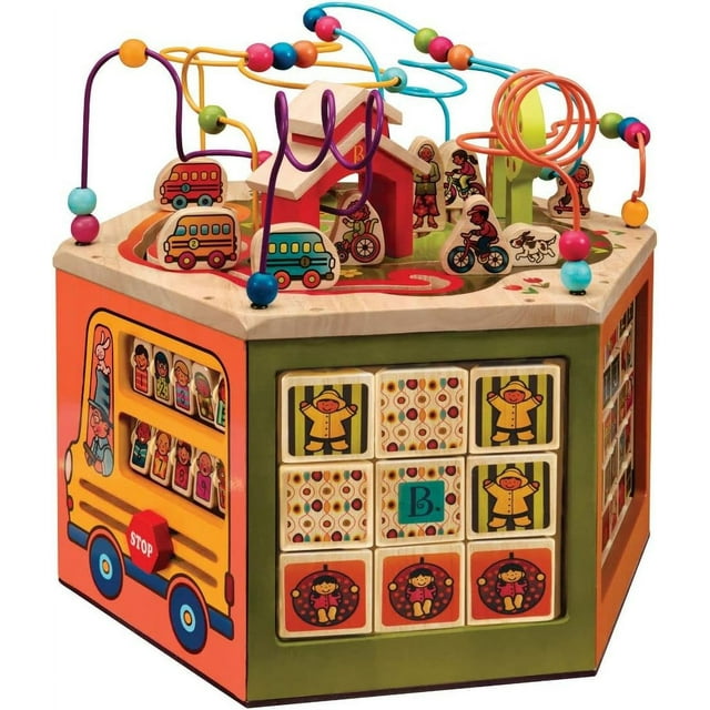 B. toys Wooden Activity Cube Youniversity