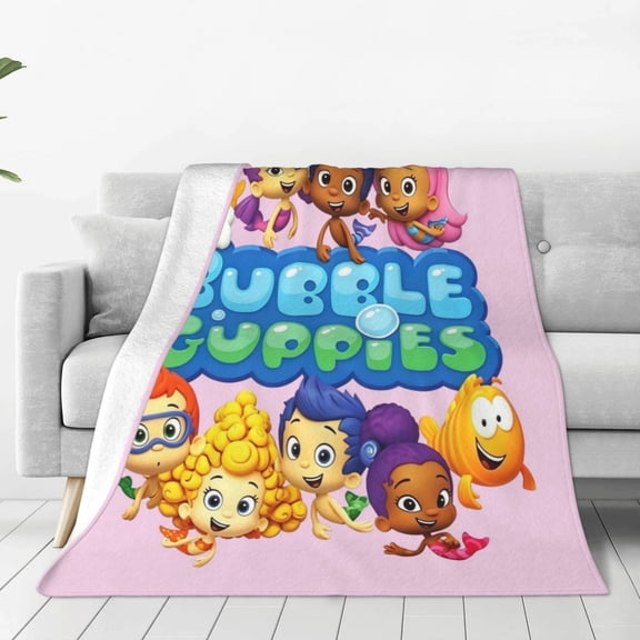 B-ubble Guppies Cute Cartoon Flannel Throw Ultra-Soft Flannel Blanket Air Conditioning Blanket Comfortable Plush Quilt For Beds, Sofas