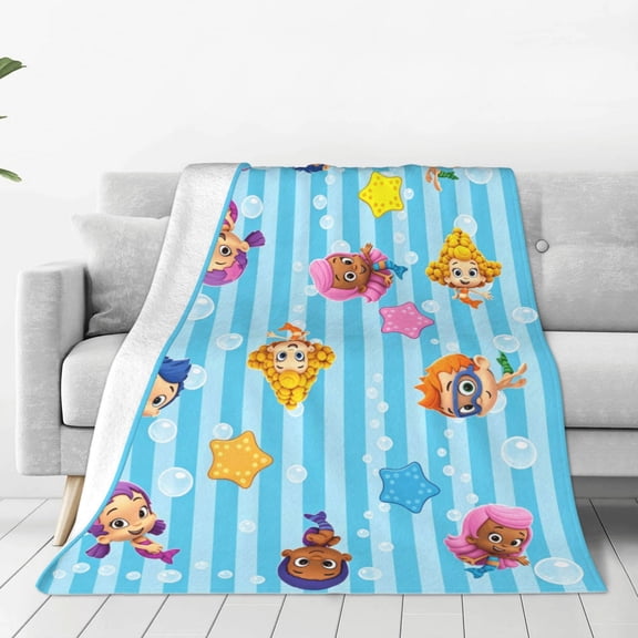 B-ubble Guppies Cute Cartoon Flannel Throw Ultra-Soft Flannel Blanket Air Conditioning Blanket Comfortable Plush Quilt For Beds, Sofas