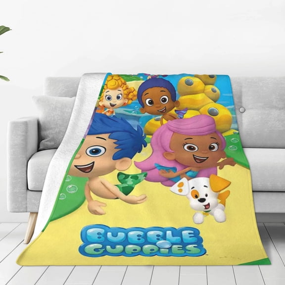 B-ubble Guppies Cute Cartoon Flannel Throw Ultra-Soft Flannel Blanket Air Conditioning Blanket Comfortable Plush Quilt For Beds, Sofas