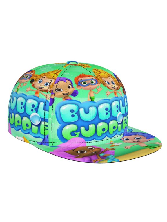 B-ubble Guppies Kids Baseball Cap, Boys Girls Cartoon B-ubble Guppies 3D All Over Print Flat Brim Snapback Hat, Adjustable Outdoor Sun Hat for Toddler Youth