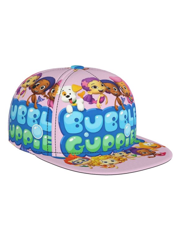 B-ubble Guppies Kids Baseball Cap, Boys Girls Cartoon B-ubble Guppies 3D All Over Print Flat Brim Snapback Hat, Adjustable Outdoor Sun Hat for Toddler Youth