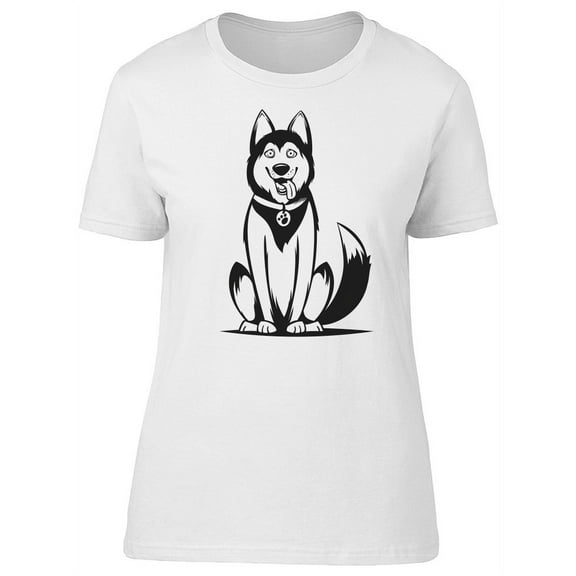 B&w Happy Husky Tongue Out T-Shirt Women -Image by Shutterstock, Female x-Large