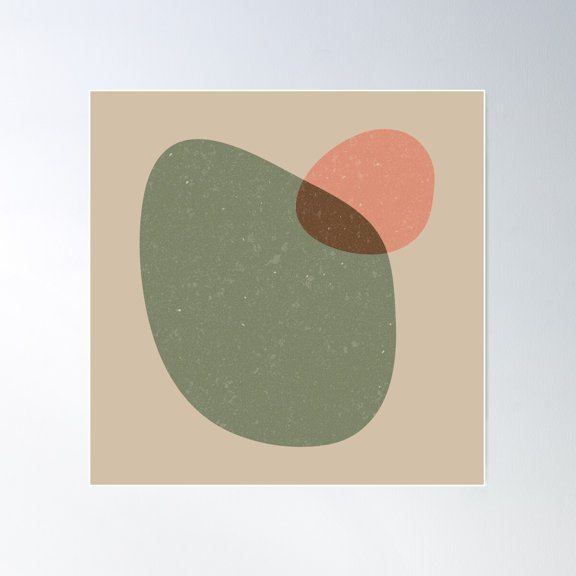 Béziama Colorida I - Dove, Sage, Coral Poster Wall Art, Modern Wall Decor For Living Room Bedroom, 16x16 UNFRAMED