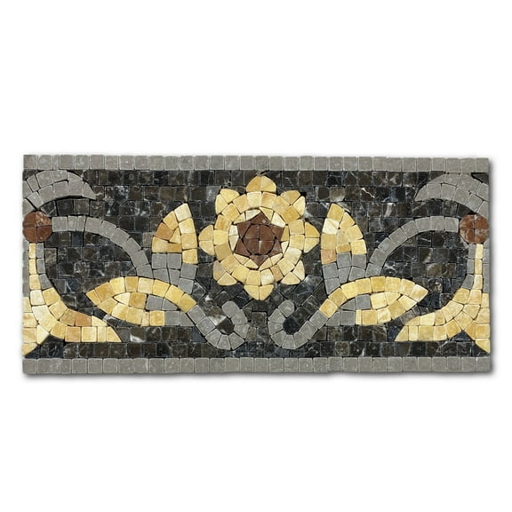 B0041T Marble Mosaic Border Listello Tile Wintersweet Gold 5.5x12 Tumbled