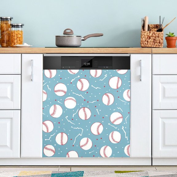 B01P22035BZSMCE Dishwasher Magnet Cover Magnetic Sticker Creatively Baseball Blitz Printed 23"x26"