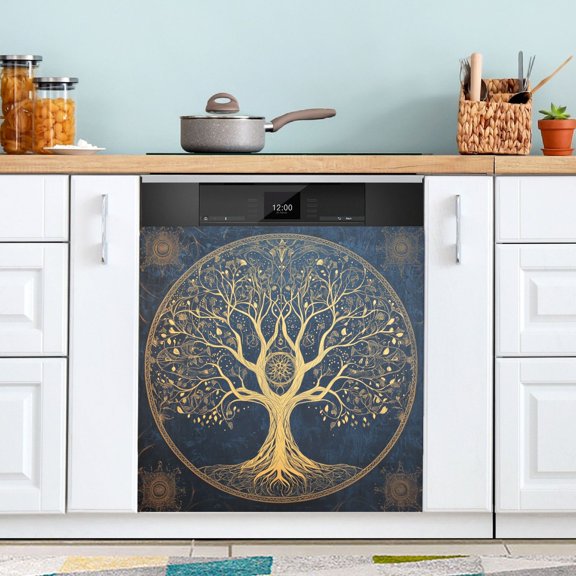 BZSMCE Dishwasher Magnet Cover Magnetic Sticker Creatively Tree Of Life in Harmony Printed 23"x26"