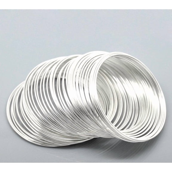 B058 - Silver Plated Memory Beading Wire for Bracelets 50-55mm -100 Loops