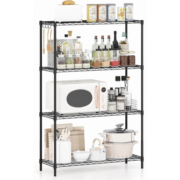 B08J4F8RCZ-z 4-Tier Metal Storage Shelving Unit, Heavy-Duty Adjustable Utility Shelf with V-Shaped Wire Rack, 600 LBS Storage Organizer for Home, Kitchen, Garage, Basement, 36L x 14W x 54.5H
