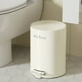 thumbnail image 1 of MRBIN Small Metal Bathroom Trash Can with Lid, Step Waste Basket for Bedroom, 6L / 1.6gal Round Garbage Pail Kitchen with Plastic Inner Bucket and Stainless Steel Pedal, White, 1 of 7