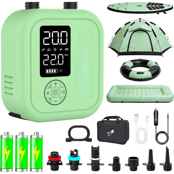 B1 Electric Paddle Board Pump,Rechargeable 10000mAh Cordless/12V DC 22 PSI High SUP Pump,Inflation & Deflation,Auto-Off for Stand Up Surfing Kite,Tent,Boat for Men
