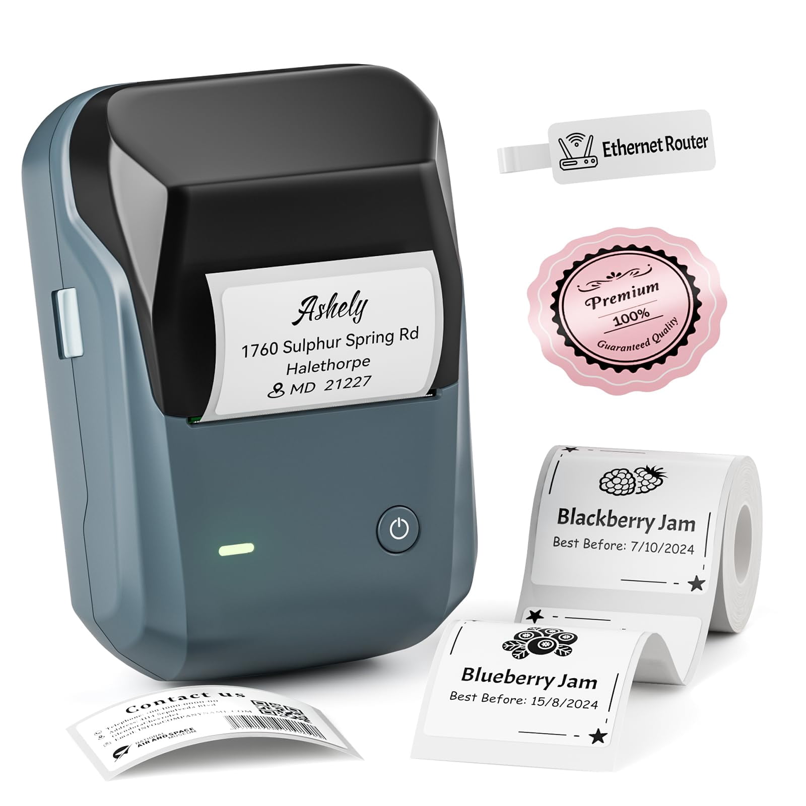 B1 Label Maker Machine With Tape  2 Inch Portable Printer Thermal Multiple Templates For Small Business Office Home School (blue 1 Printer+1 Roll Label)