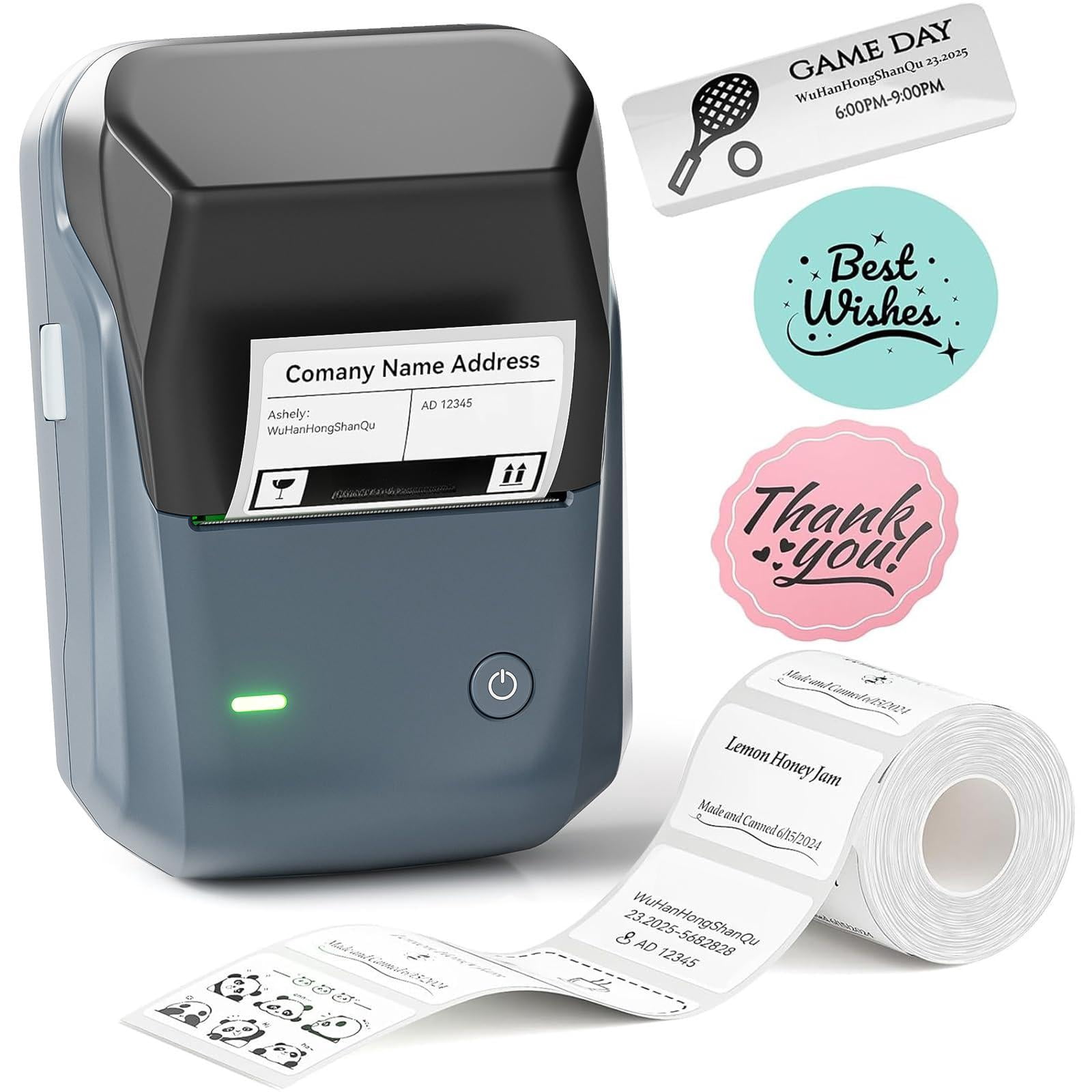 B1 Label Maker Machine  Thermal Printer Easy To Use For Office Home Business Came With 1 Roll White Label(blue)