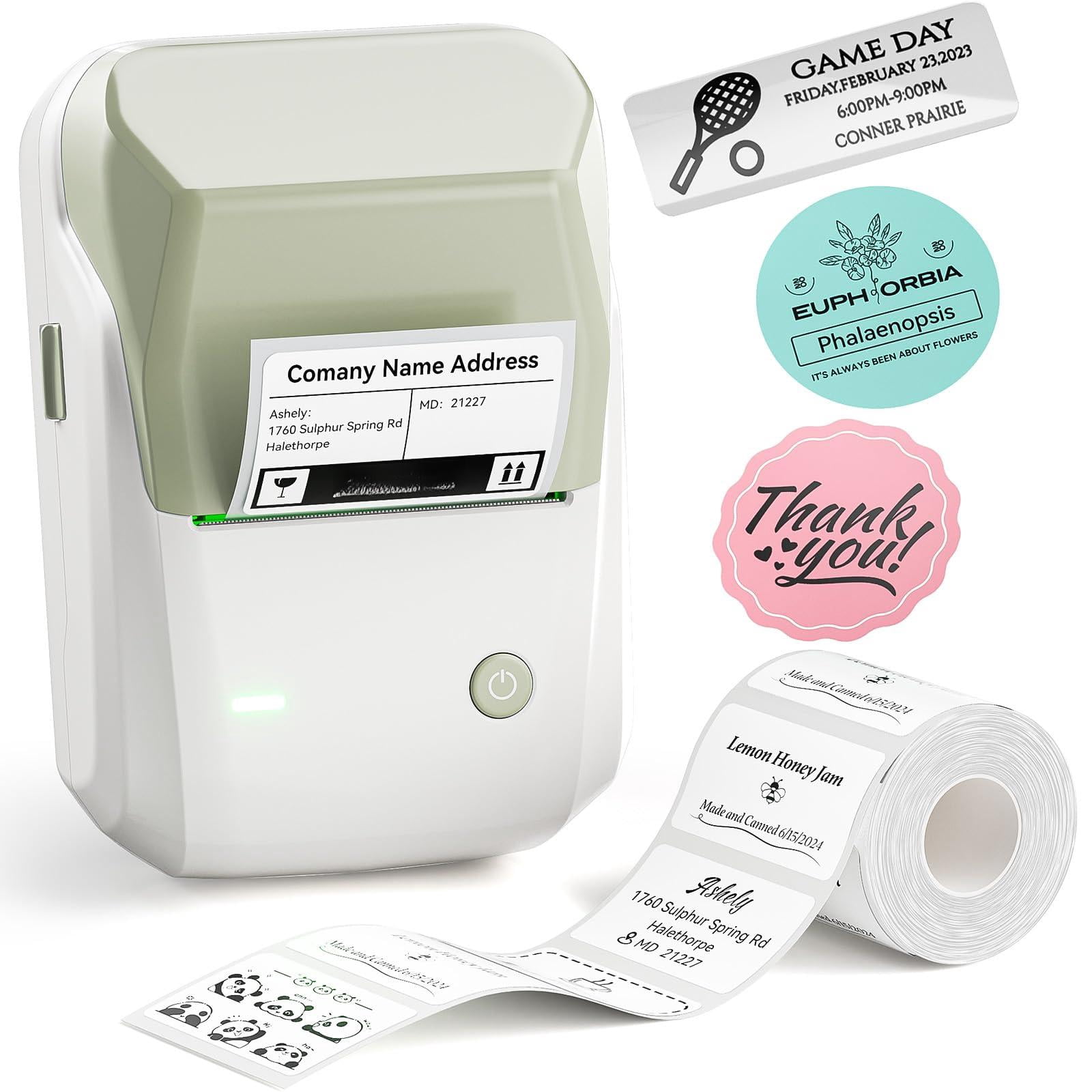 B1 Label Maker Machine  Thermal Printer Easy To Use For Office Home Business Came With 1 Roll White Label(green)