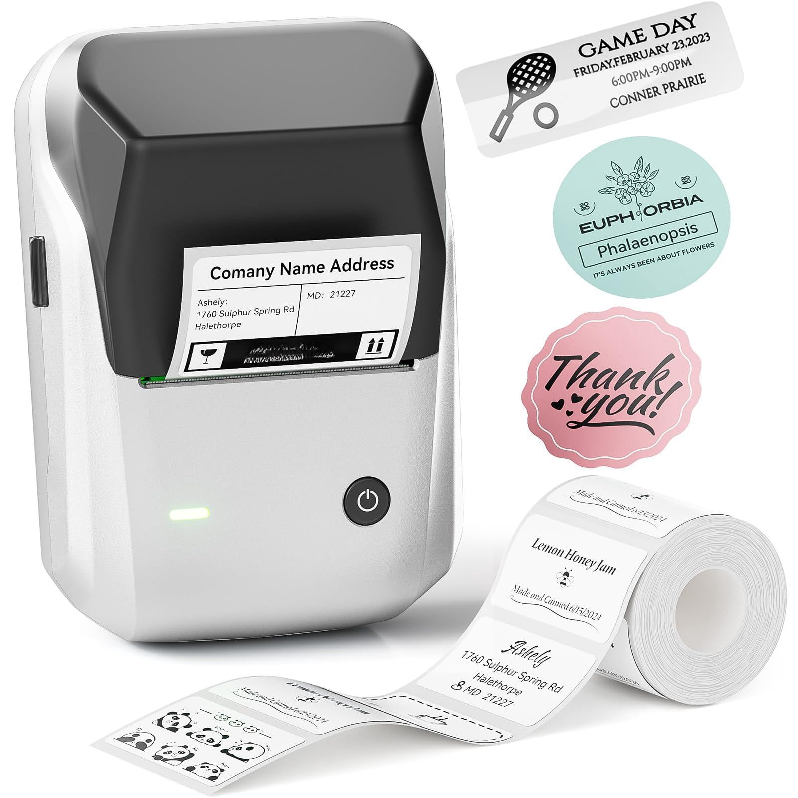 B1 Label Maker Machine  Thermal Printer Easy To Use For Office Home Business Came With 1 Roll White Label(sliver)