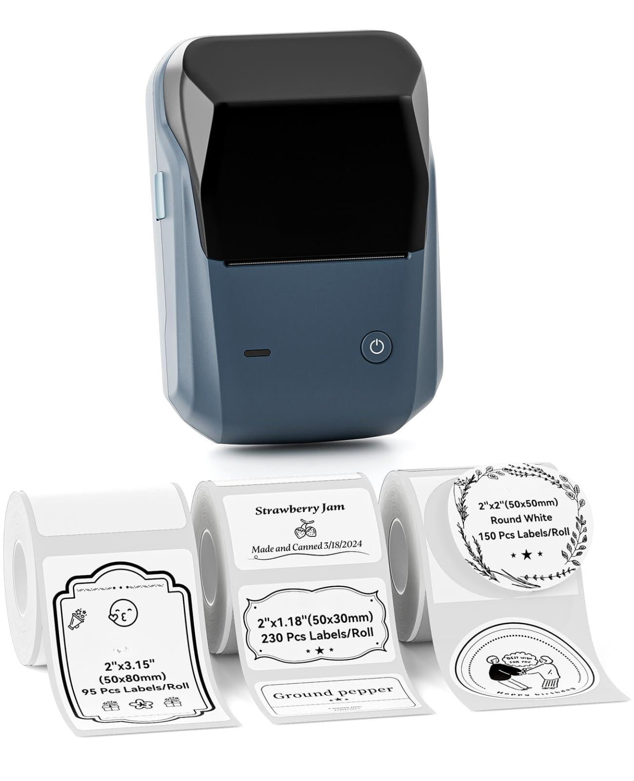 B1 Label Maker Machine  Thermal Printer Easy To Use For Office Home Business Came With 3 Roll White Labels(blue)