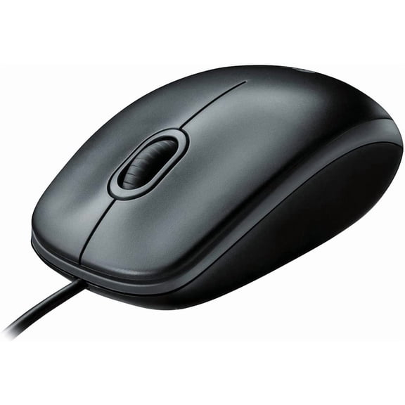 B100 Wired Mouse for Computer and Laptop, USB Corded Mouse, Right or Left Hand Use - Black