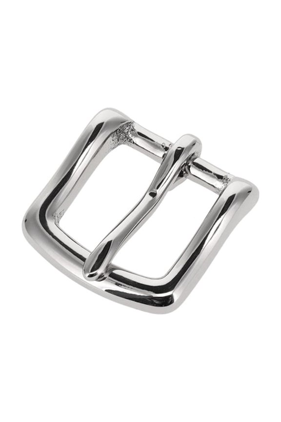 B1049 Nickel Plate, Heel Bar Buckle, Solid Brass-LL