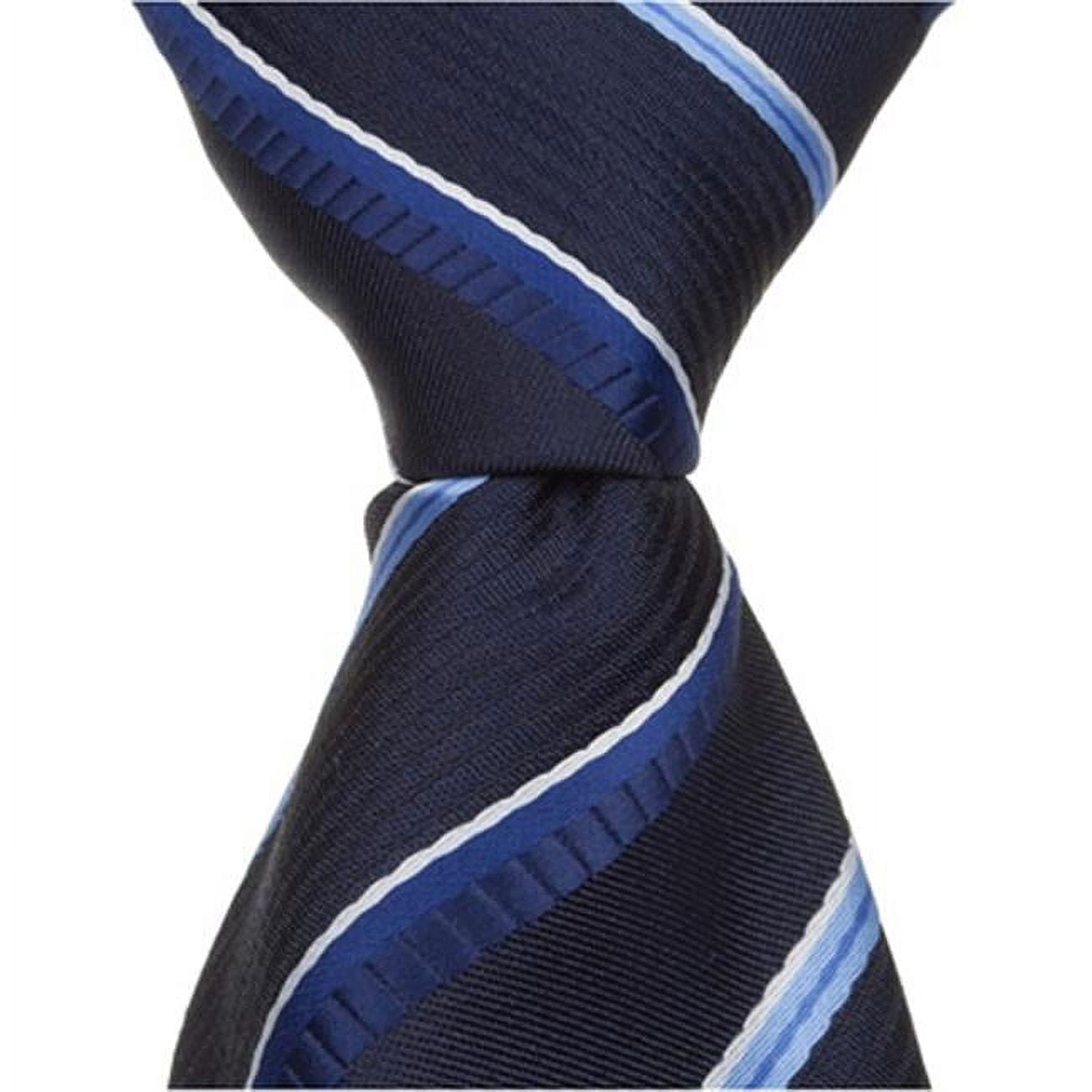 B11 - 15.25 in. Zipper Necktie - Navy With Stripes, 8-11