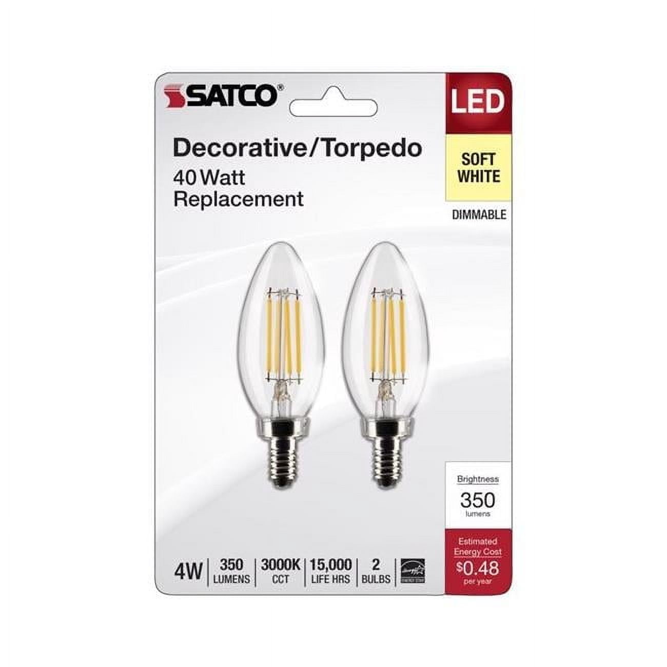 Novapollo Dimmable E12 Candelabra LED Bulbs – CA11 40W Equivalent, 2700K Soft Warm White, 350LM, 4.5W, 6-Pack For Chandeliers & Sconces