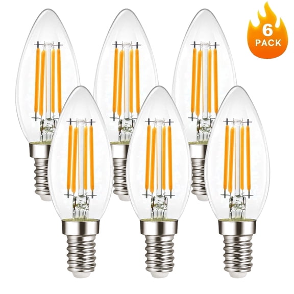 B11 E12 LED Candelabra Bulbs 6 Pack, 60W Equivalent Chandelier Light Bulbs